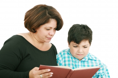 mother reading to son